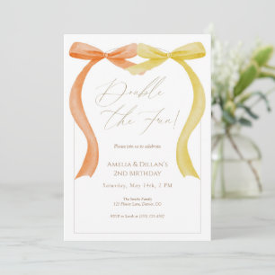 Invitación de cumpleaños gemelar Doble diversión a