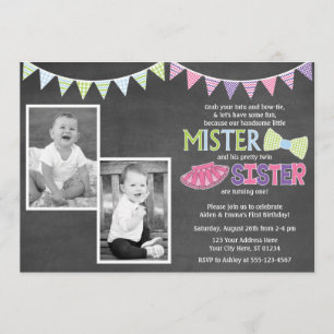 Invitación de cumpleaños gemelos - Invitan a tutus