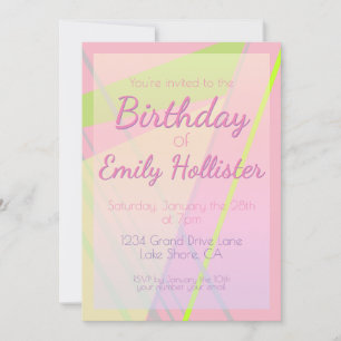 Invitación de cumpleaños geométrica rosa y verde l