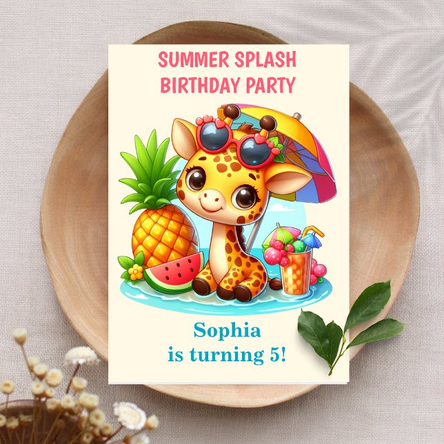 Invitación de cumpleaños Giraffe Summer Splash par (Subido por el creador)