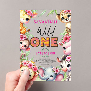 Invitación de cumpleaños Girl Wild One Jungle Safa