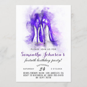 Invitación de cumpleaños Glam Fabulous Heels