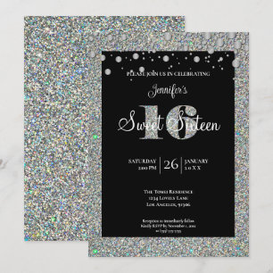 Invitación de cumpleaños Glitter Sweet 16
