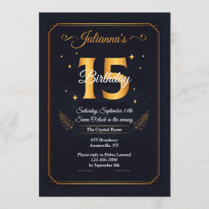 Invitación de cumpleaños Gold 15