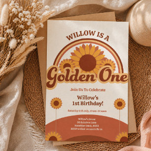 Invitación de cumpleaños Golden One Niña   Retro