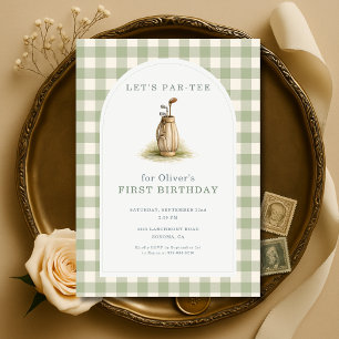 Invitación de cumpleaños Golf Par-Tee Sage Green G