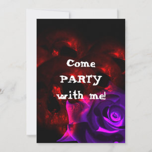 Invitación de cumpleaños gótica Calaveras y Rosas