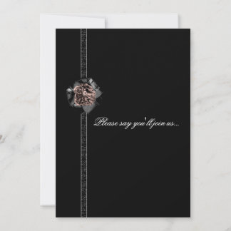 Invitación de cumpleaños gótica de peonía de raso 