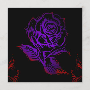 Invitación de cumpleaños gótica de rosa púrpura