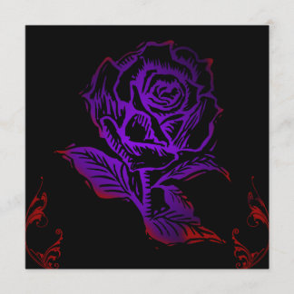 Invitación de cumpleaños gótica de rosa púrpura