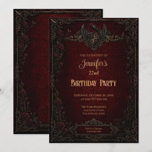 Invitación de cumpleaños gótica vintage