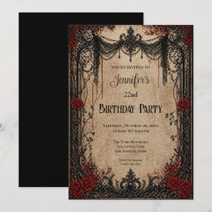 Invitación de cumpleaños gótica vintage