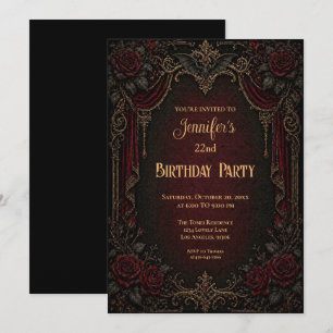 Invitación de cumpleaños gótico de vampiro vintage