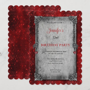 Invitación de cumpleaños gótico oscuro rojo