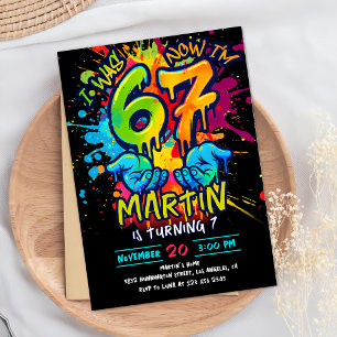 Invitación de cumpleaños Graffiti Seis Siete
