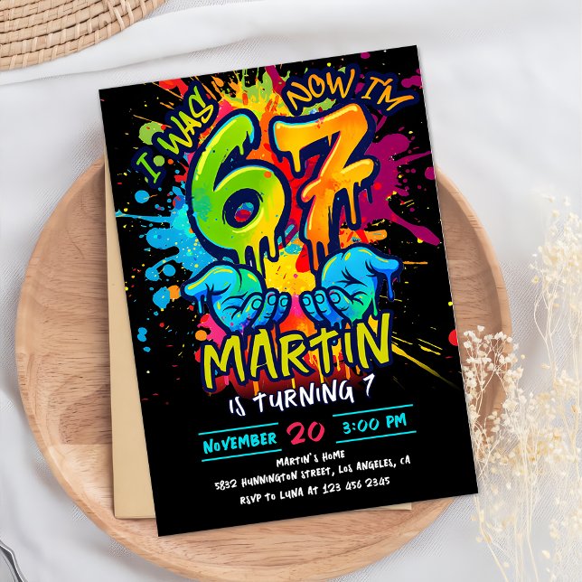 Invitación de cumpleaños Graffiti Seis Siete (Subido por el creador)