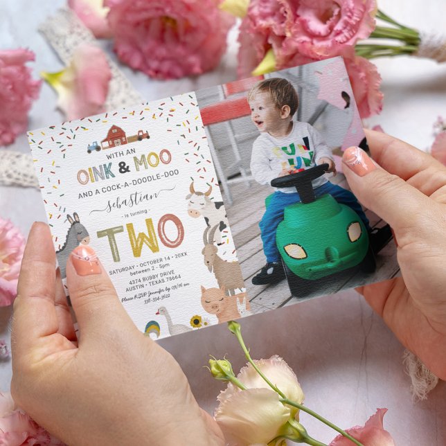 Invitación de cumpleaños granja con foto para 2º a (Subido por el creador)