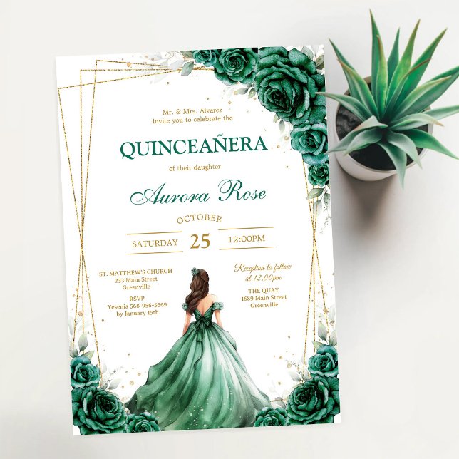 Invitación de cumpleaños Green Mis Quince Quinceañ (Subido por el creador)