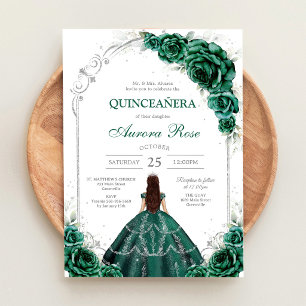 Invitación de cumpleaños Green Mis Quince Quinceañ
