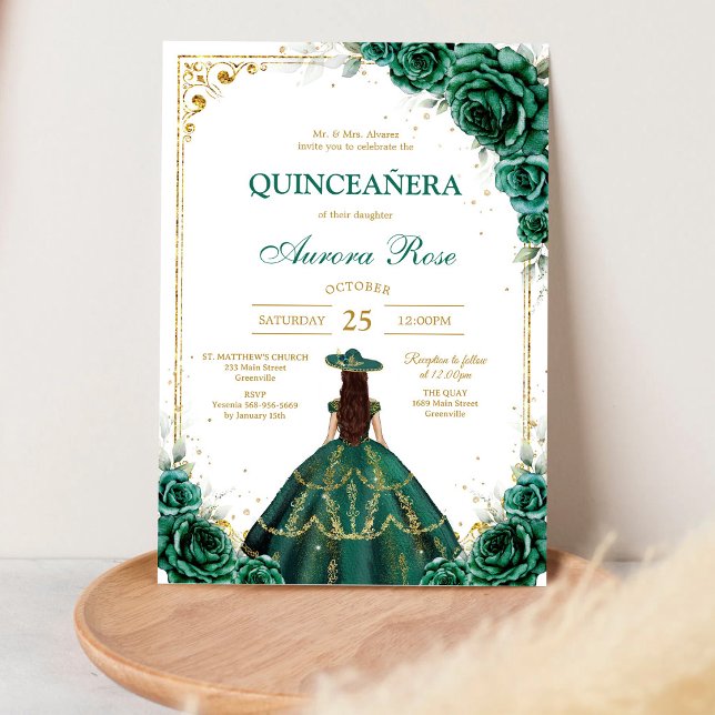 Invitación de cumpleaños Green Mis Quince Quinceañ (Subido por el creador)