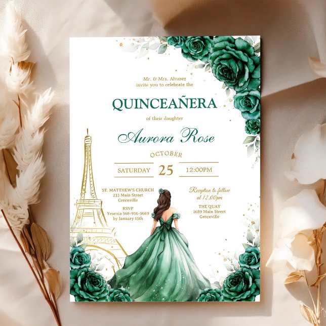 Invitación de cumpleaños Green Mis Quince Quinceañ (Subido por el creador)