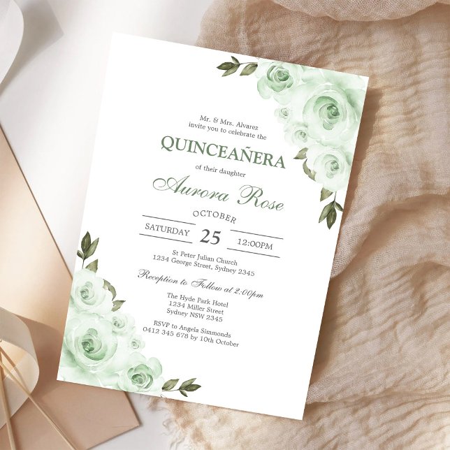 Invitación de cumpleaños Green Mis Quince Quinceañ (Subido por el creador)
