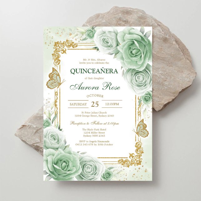 Invitación de cumpleaños Green Mis Quince Quinceañ (Subido por el creador)