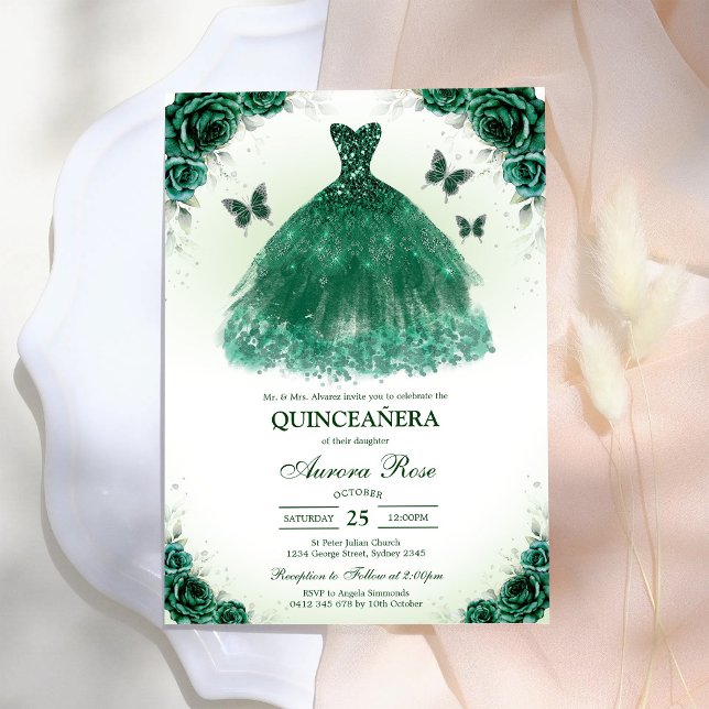 Invitación de cumpleaños Green Mis Quince Quinceañ (Subido por el creador)