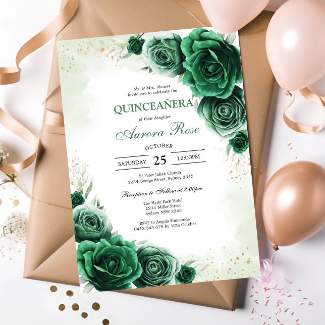 Invitación de cumpleaños Green Mis Quince Quinceañ (Subido por el creador)