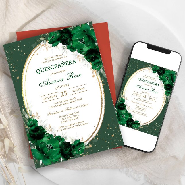 Invitación de cumpleaños Green Mis Quince Quinceañ (Subido por el creador)