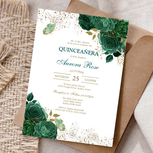 Invitación de cumpleaños Green Mis Quince Quinceañ (Subido por el creador)