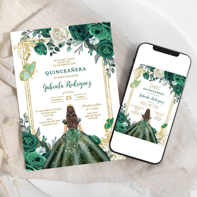 Invitación de cumpleaños Green Mis Quince Quinceañ (Subido por el creador)