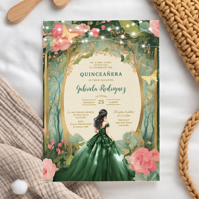 Invitación de cumpleaños Green Mis Quince Quinceañ (Subido por el creador)