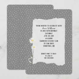Invitación de cumpleaños gris y de punto de alfile