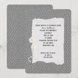 Invitación de cumpleaños gris y de punto de alfile