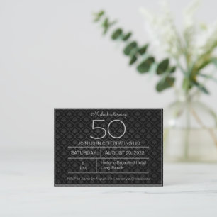 Invitación de cumpleaños gris y negro con clase