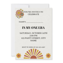 Invitación de cumpleaños Groovy 1st en mi era retr