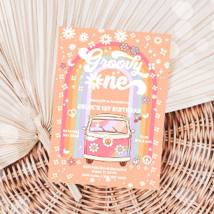 Invitación de cumpleaños Groovy Daisy 1er