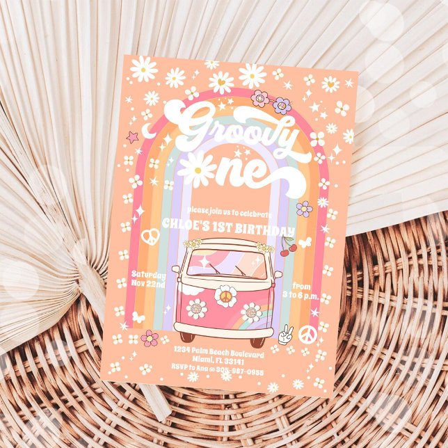 Invitación de cumpleaños Groovy Daisy 1er (Subido por el creador)