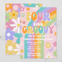 Invitación de cumpleaños groovy Four-Ever
