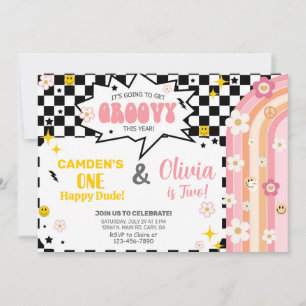 Invitación de cumpleaños GROOVY para hermano y her