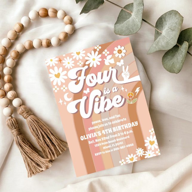 Invitación de cumpleaños Groovy Retro Daisy (Subido por el creador)