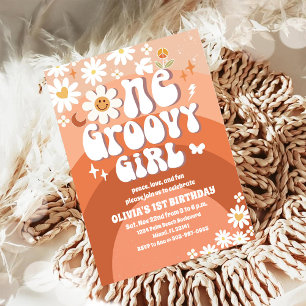 Invitación de cumpleaños Groovy Retro Daisy