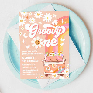 Invitación de cumpleaños Groovy Retro Daisy