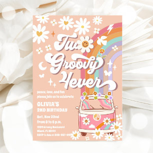 Invitación de cumpleaños Groovy Retro Daisy