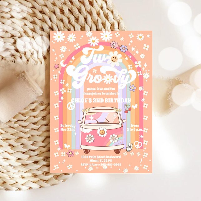 Invitación de cumpleaños Groovy Retro para el segu (Subido por el creador)