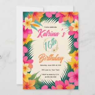 Invitación de cumpleaños hawaiano Fiesta tropica