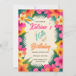 Invitación de cumpleaños hawaiano | Fiesta tropica