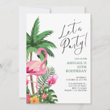 Invitación de cumpleaños hawaiano tropical rosa pa