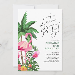 Invitación de cumpleaños hawaiano tropical rosa pa